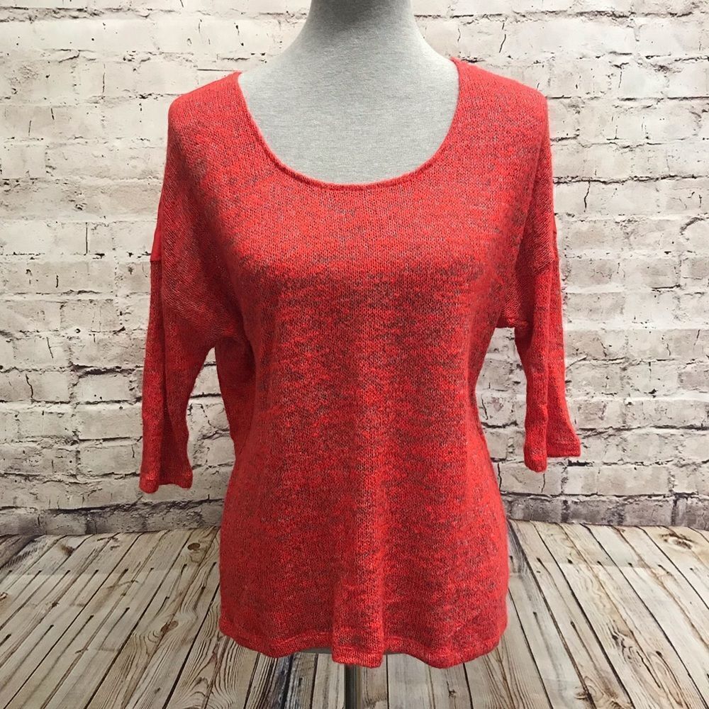 Mossimo Red Dolman Sweater Chiffon Back Large